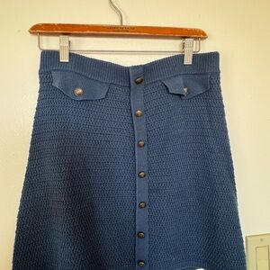 Blue Button-Front Skirt